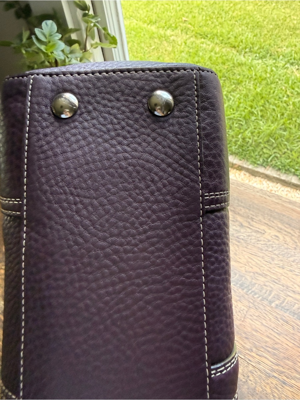 Vintage Coach Hamptons Purple Pebbled Leather Satchel Bag (F13961) - Picture 10 of 16
